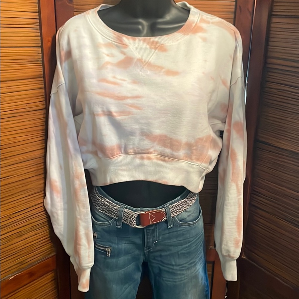 Aeropostale Crop Sweatshirt Medium White Tye Dye